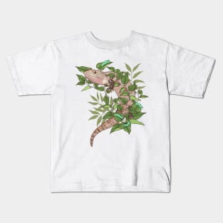 Blue Tongue Skink with Vines and Hornworms Kids T-Shirt